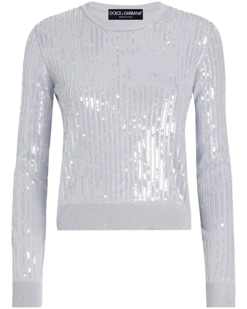 Dolce & Gabbana Gestricktes Oberteil mit Pailletten - Grau Grau