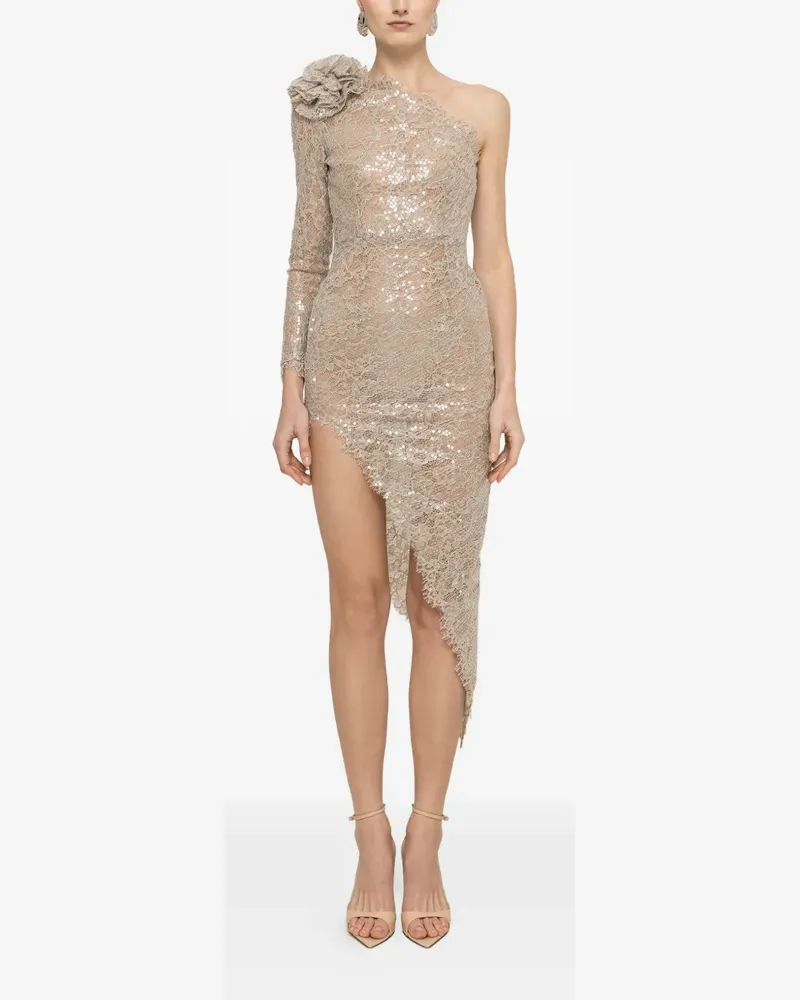 NISSA sequin lace dress - Nude Nude