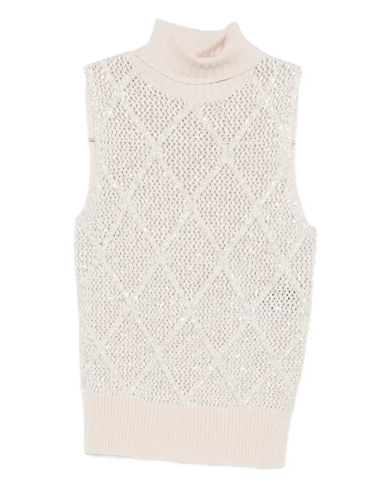 D.EXTERIOR sequin lattice sweater - Nude Nude