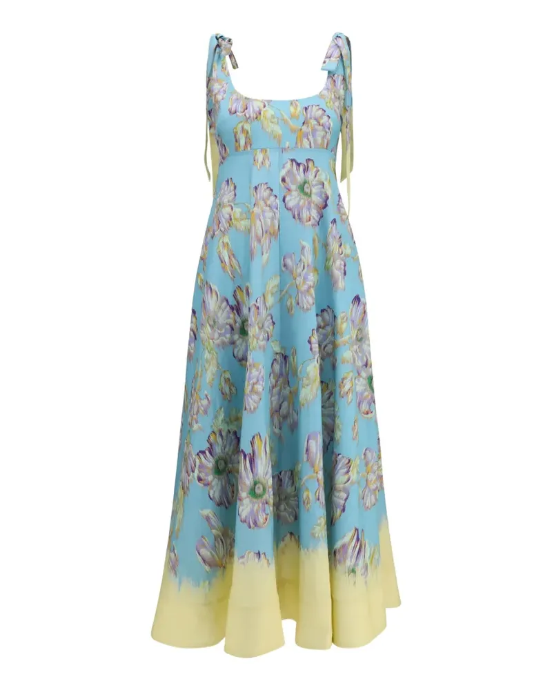 ALEMAIS Jerry floral-print linen midi dress - Blau Blau
