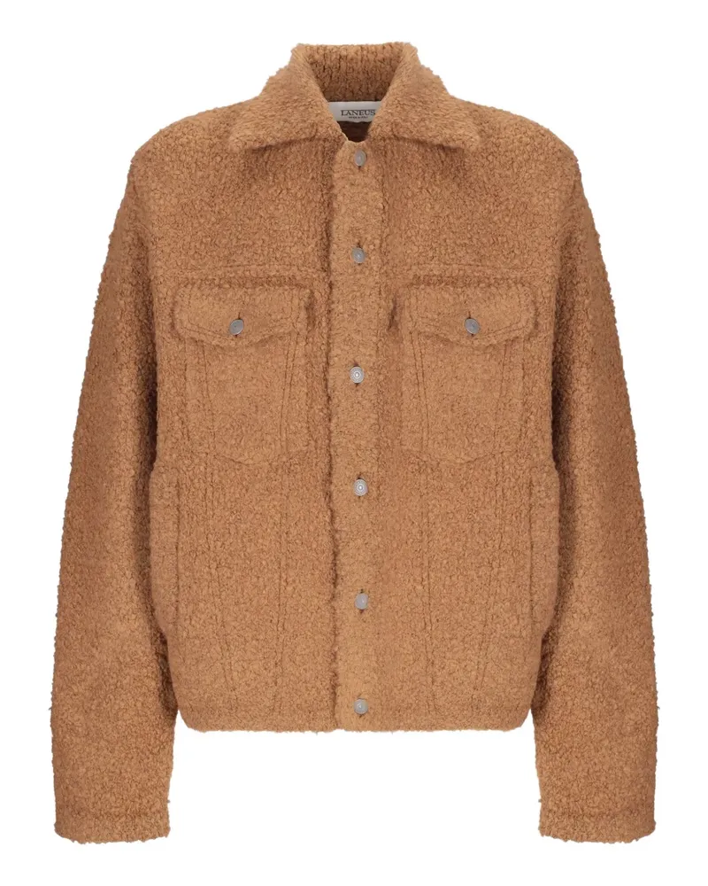 Laneus Strukturierte Hemdjacke mit Knopfverschluss - Braun Braun