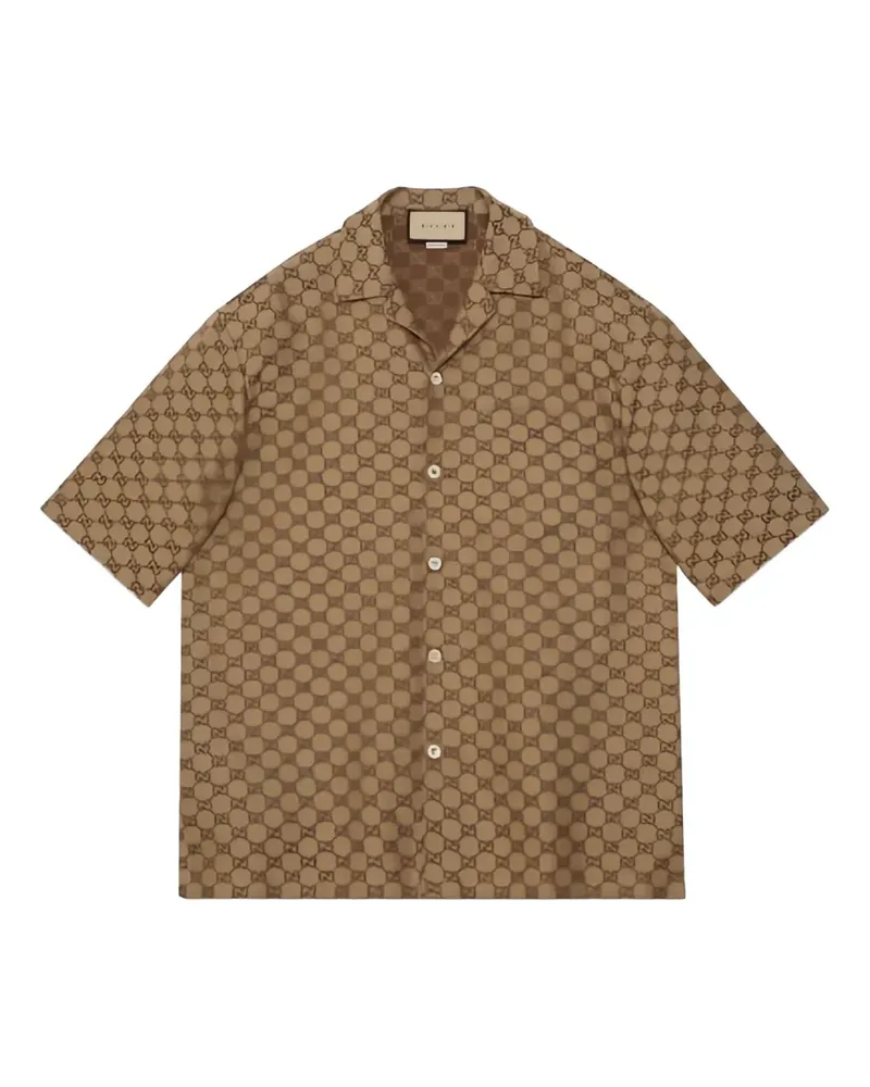 Gucci Hemd aus Leinen mit GG - Braun Braun