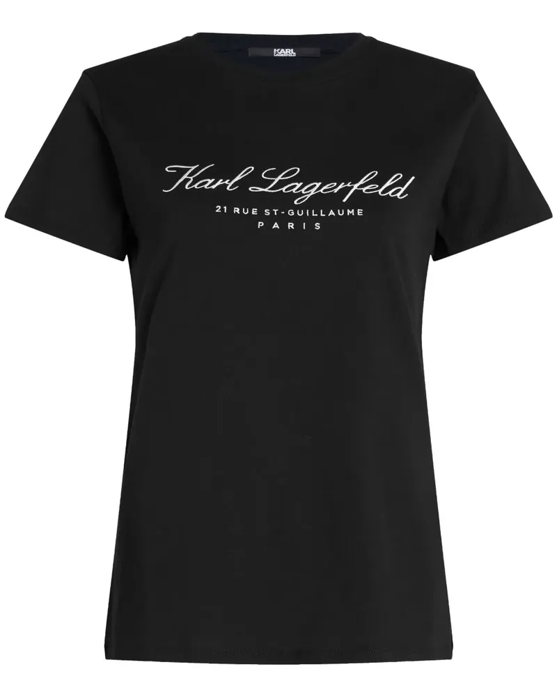 Karl Lagerfeld Hotel Karl T-Shirt mit Logo-Stickerei - Schwarz Schwarz