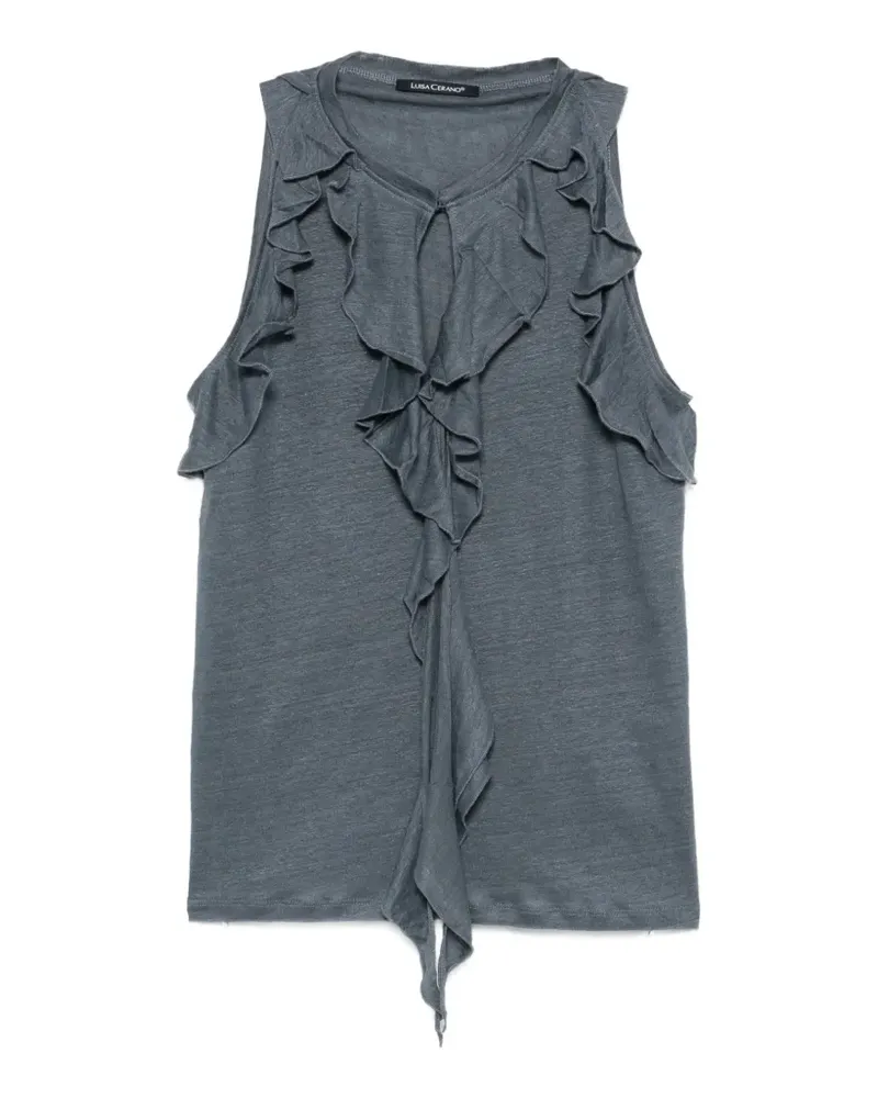 Luisa Cerano Top mit Rüschen - Blau Blau