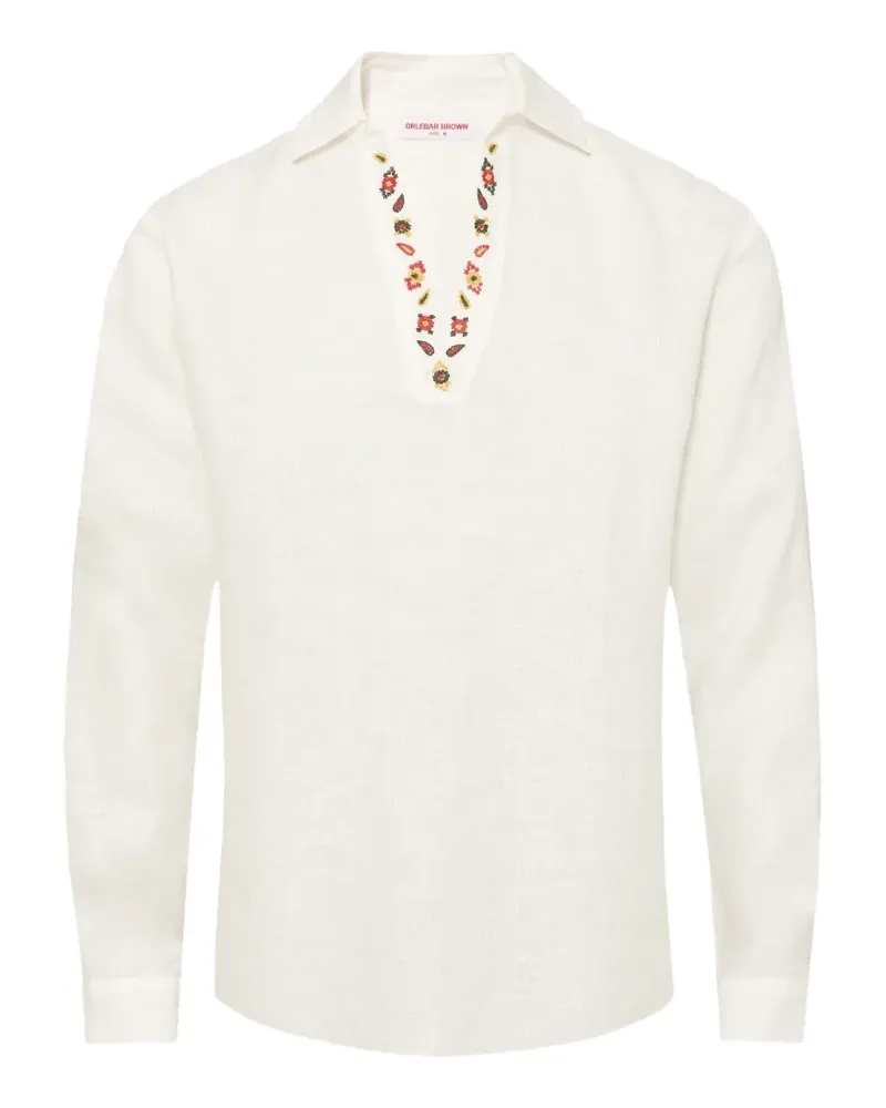 Orlebar Brown Ridley Hemd mit Stickerei - Nude Nude