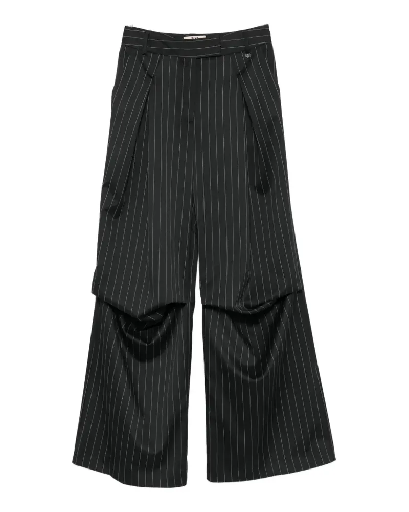 Aniye By pinstripe-pattern draped trousers - Schwarz Schwarz