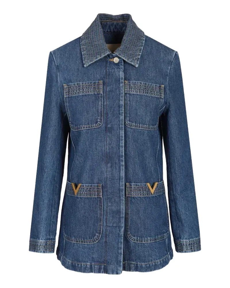 Valentino Garavani logo-appliqué denim jacket - Blau Blau
