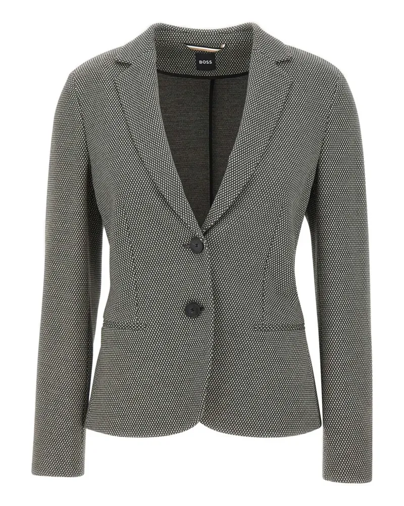 HUGO BOSS houndstooth-pattern single-breasted blazer - Schwarz Schwarz