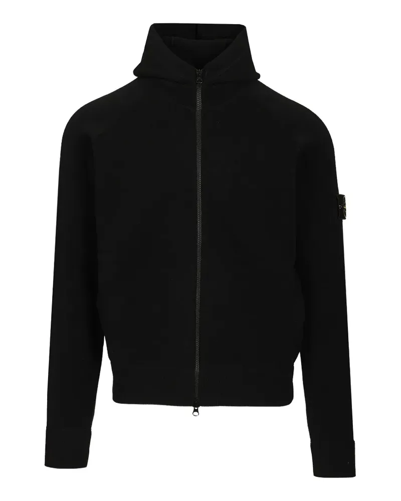 Stone Island logo-patch zip-up hoodie - Schwarz Schwarz