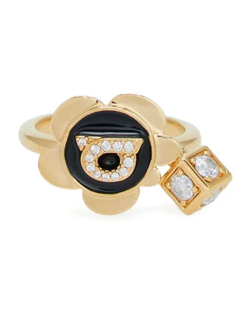 Ferragamo Gancini Ring mit Blumenform - Gold Gold