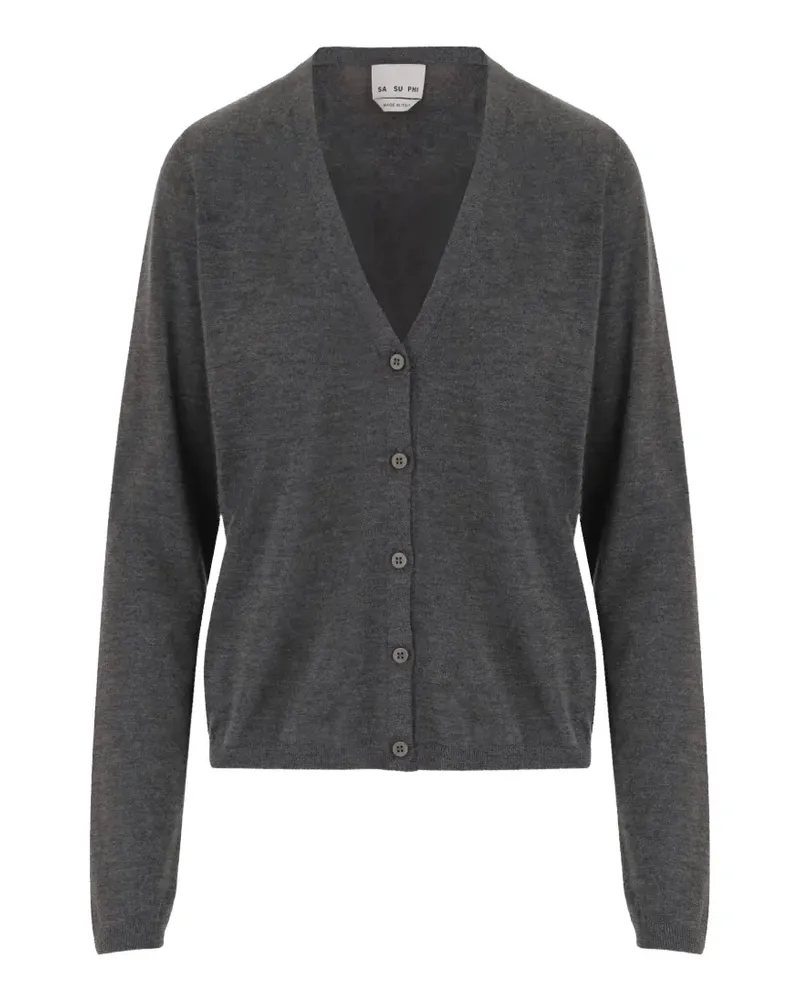 Sa Su Phi Cardigan mit V-Ausschnitt - Grau Grau