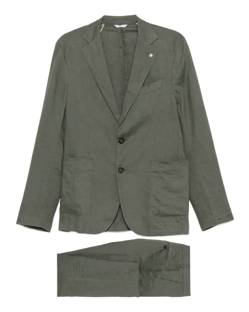 Manuel Ritz notched-lapel single-breasted linen suit - Grün Grün