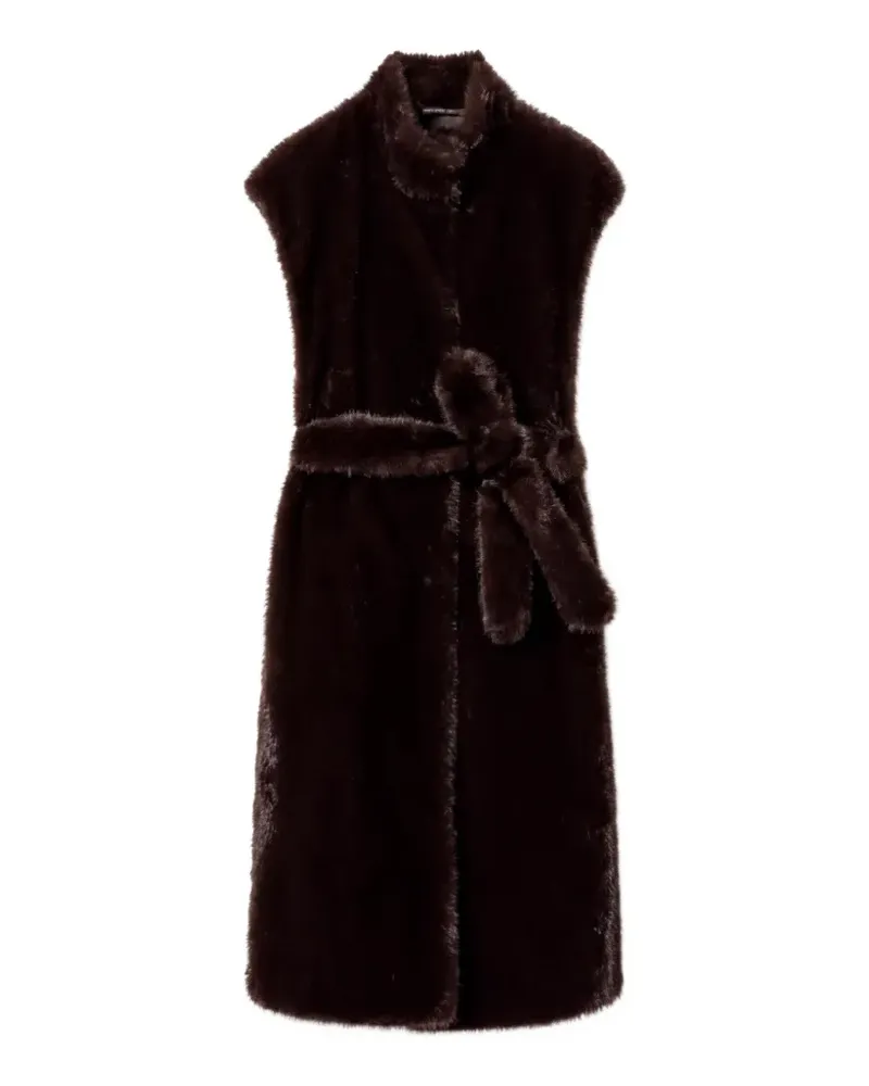 Twin-Set long faux fur gilet - Braun Braun