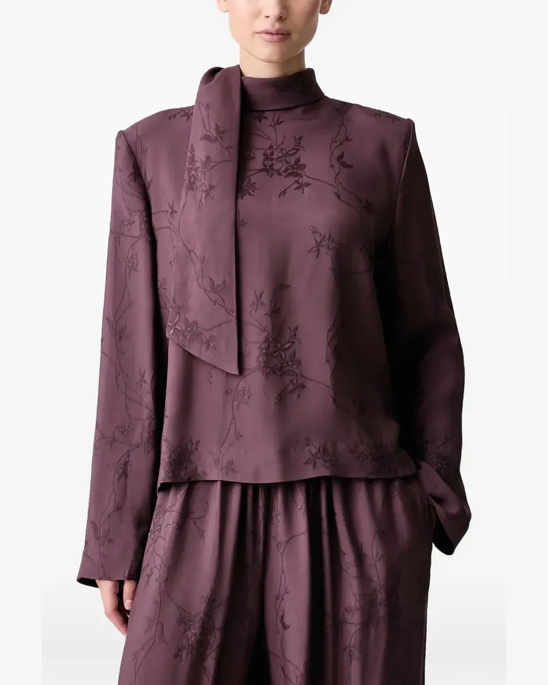 Stine Goya floral-embroidered pussy-bow blouse - Rot Rot