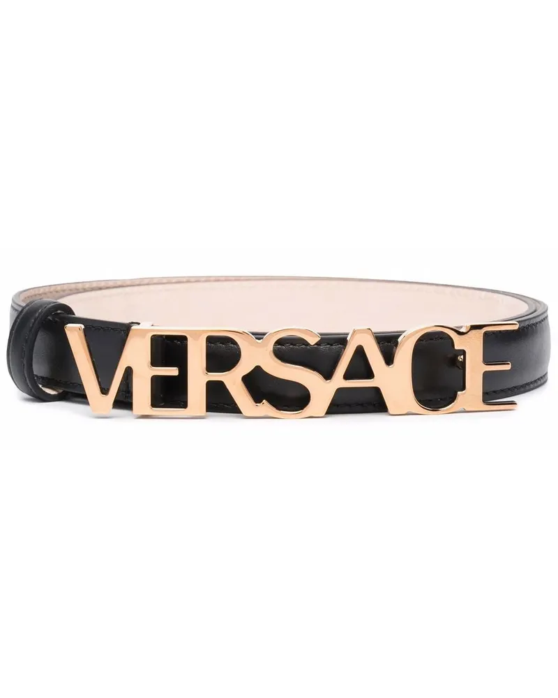 Versace logo-plaque leather belt Schwarz