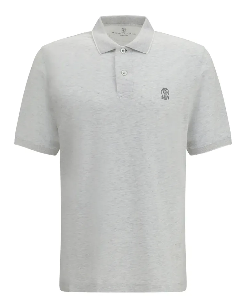 Brunello Cucinelli Besticktes Poloshirt - Grau Grau