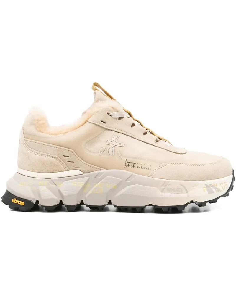 Premiata Sneakers mit Pelzbesatz - Nude Nude