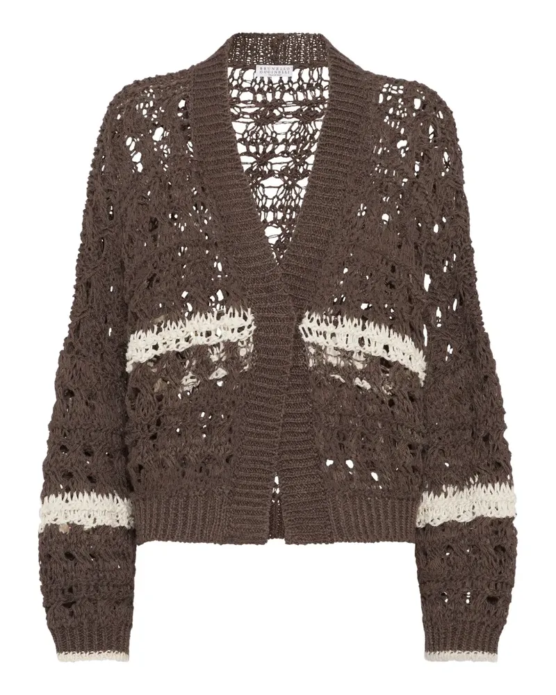 Brunello Cucinelli Cardigan mit Lochstrickmuster - Braun Braun