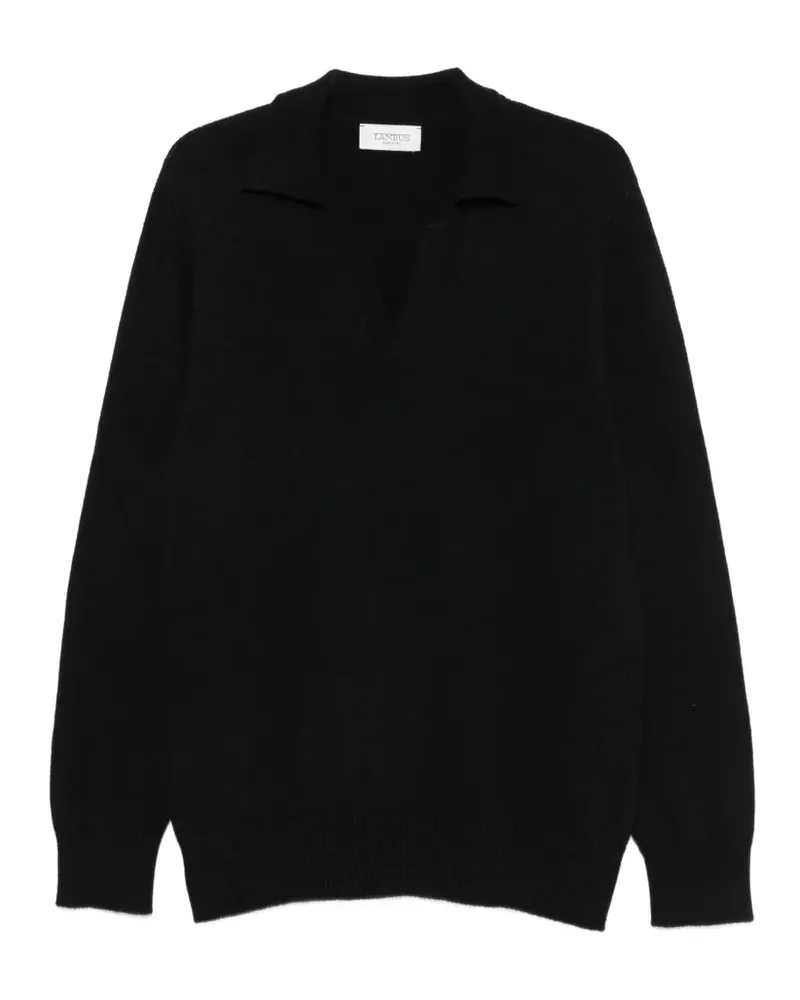Laneus Fein gestrickter Pullover - Schwarz Schwarz
