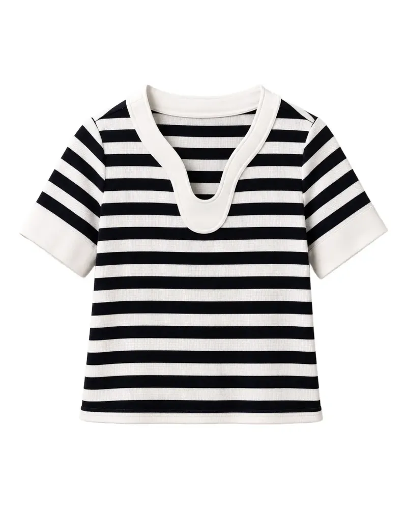 Edward Achour Gestreiftes T-Shirt - Schwarz Schwarz