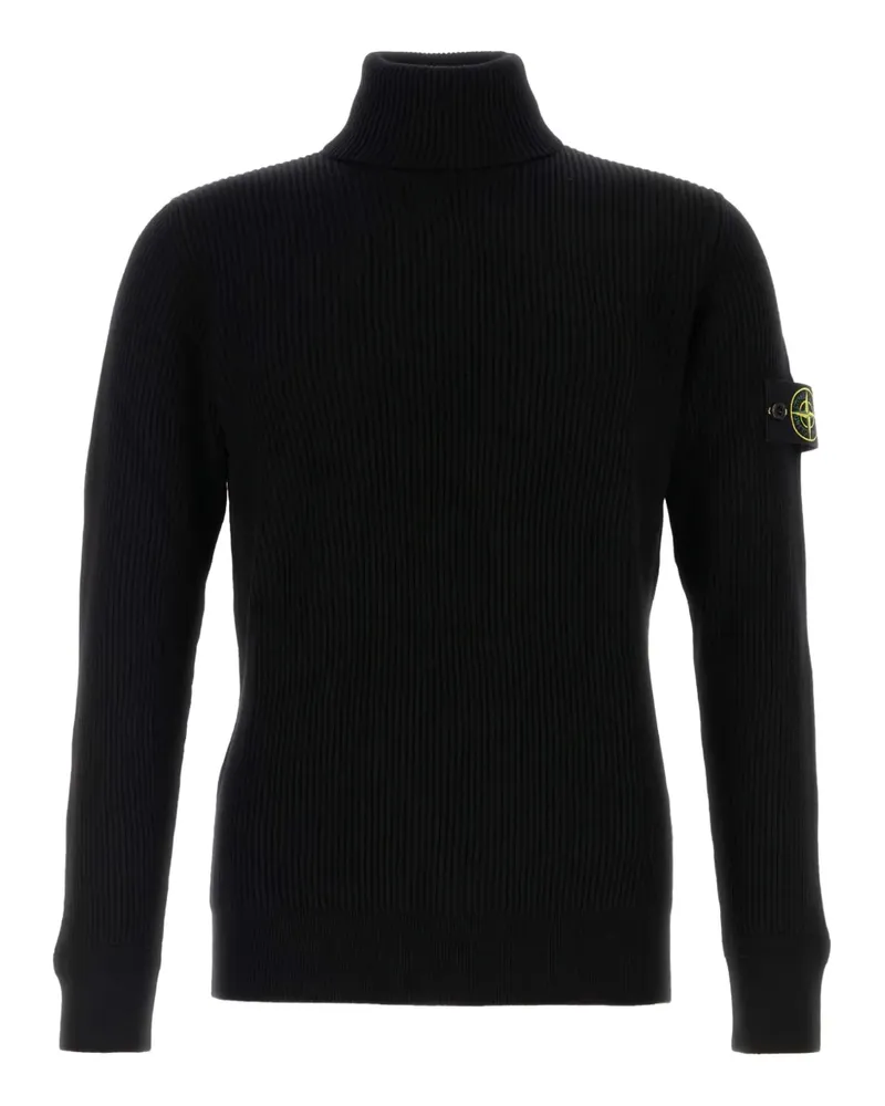 Stone Island Gerippter Rollkragenpullover - Schwarz Schwarz