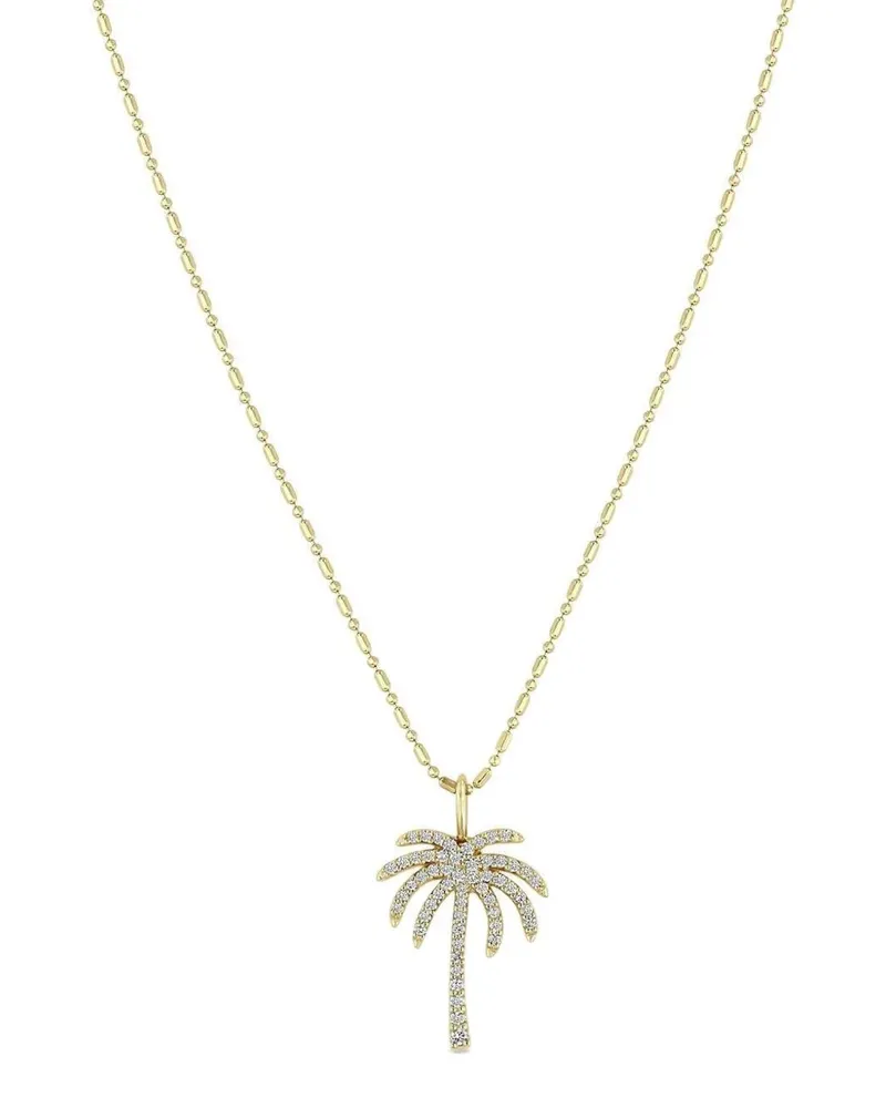 ZOË CHICCO 14kt Palm Tree Gelbgoldhalskette mit Diamantanhänger Gold