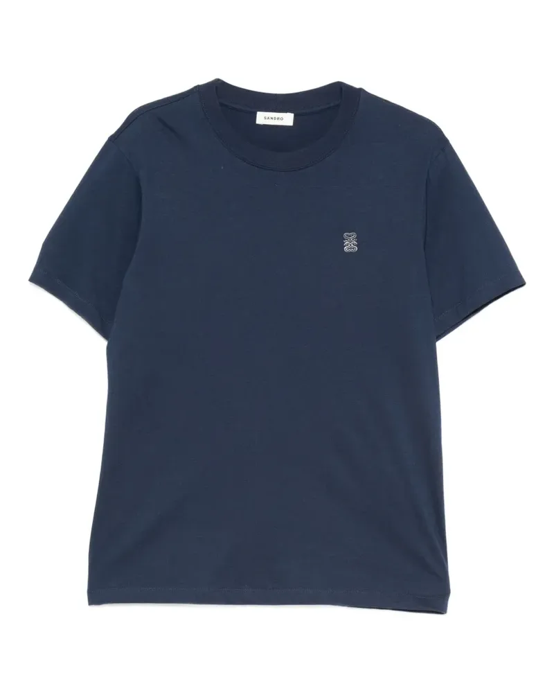 Sandro T-Shirt mit Logo-Patch - Blau Blau