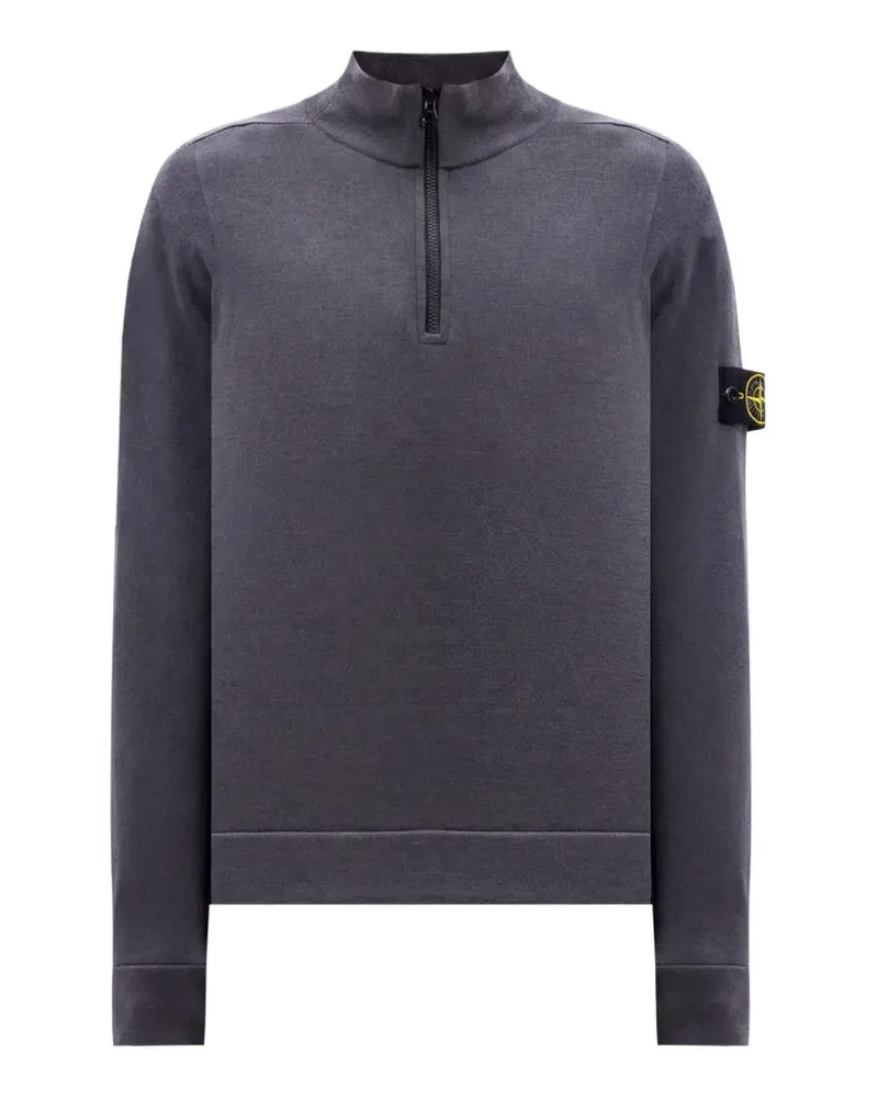 Stone Island logo-patch quarter-zip sweater - Grau Grau