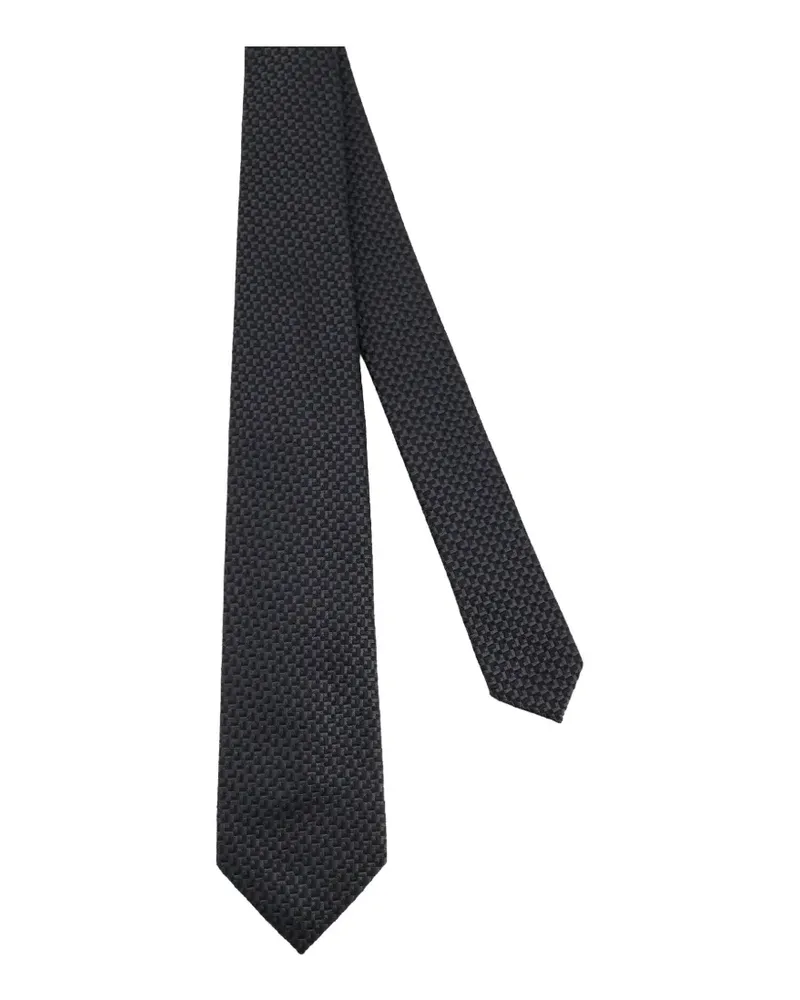Kiton geometric-pattern tie - Schwarz Schwarz