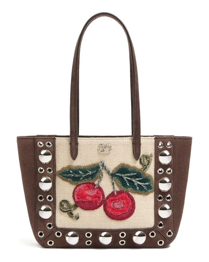 Valentino Garavani Mini Nellcote Tote Bag mit Stickerei - Braun Braun