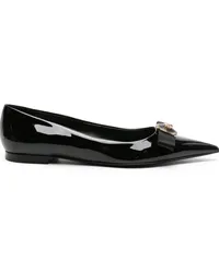 Versace Nastro Gianni Ballerinas aus Lackleder Schwarz