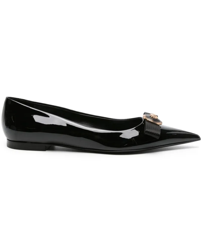 Versace Nastro Gianni Ballerinas aus Lackleder - Schwarz Schwarz