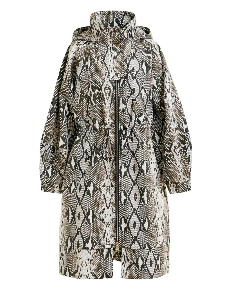 Essentiel Ballonärmel-Trenchcoat mit Schlangen-Effekt - Grün Grün