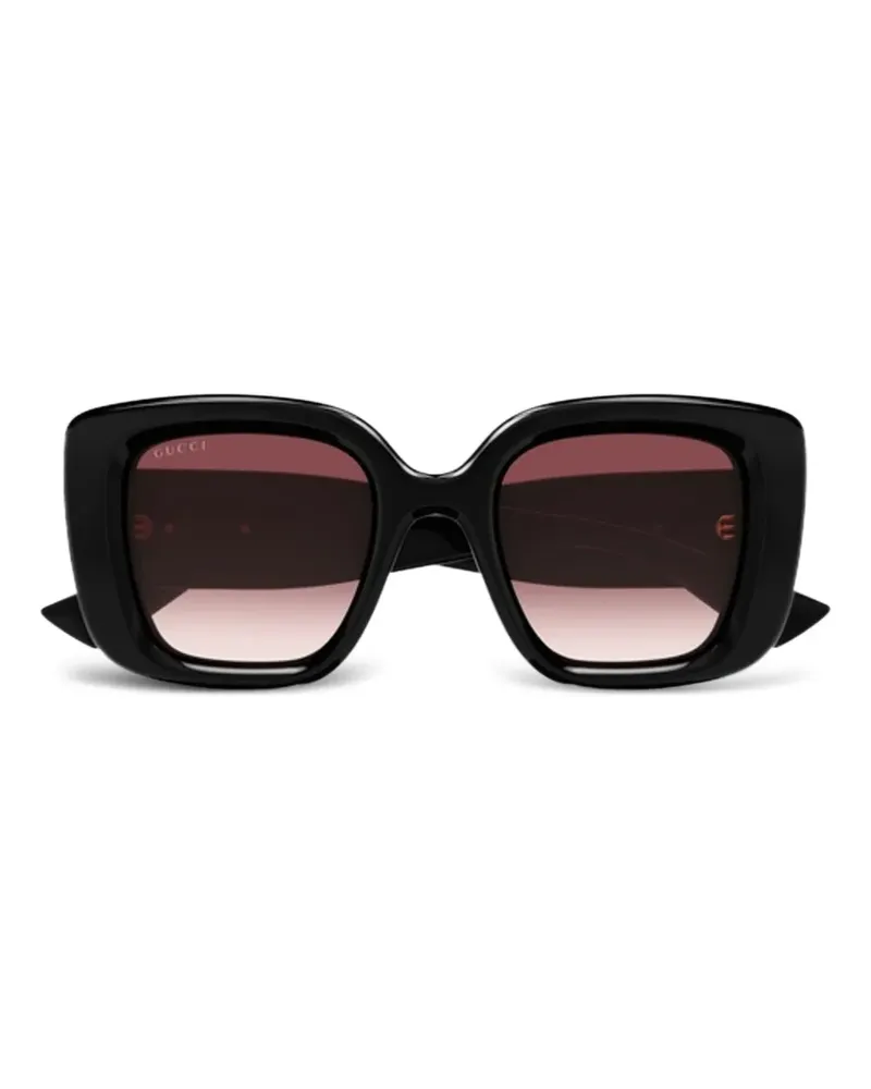 Gucci Sonnenbrille mit eckigem Gestell - Schwarz Schwarz