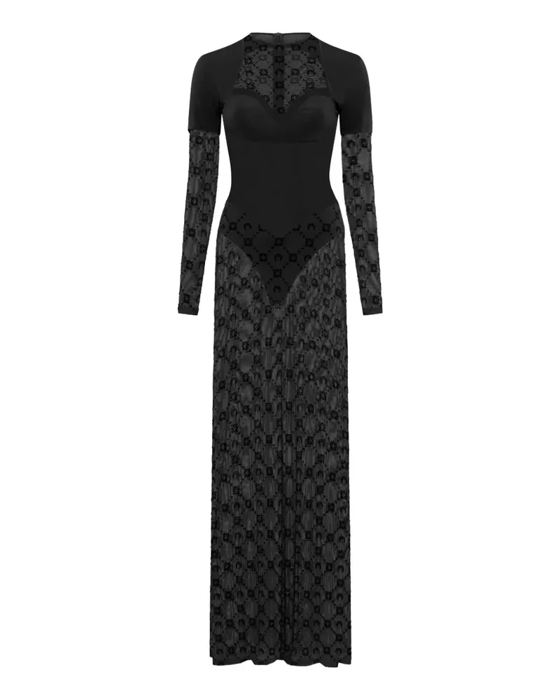 Marine Serre Beflocktes Mesh-Kleid im Layering-Look - Schwarz Schwarz