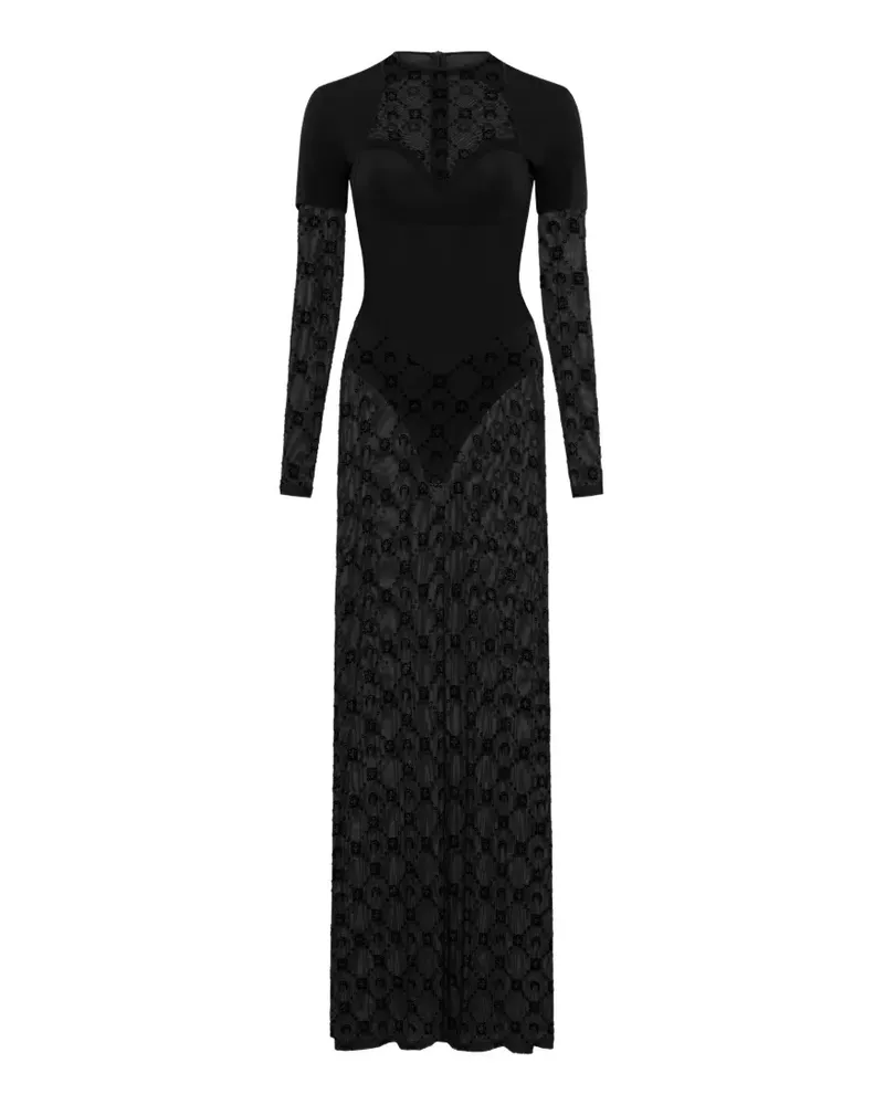 Marine Serre layered mesh flock dress - Schwarz Schwarz