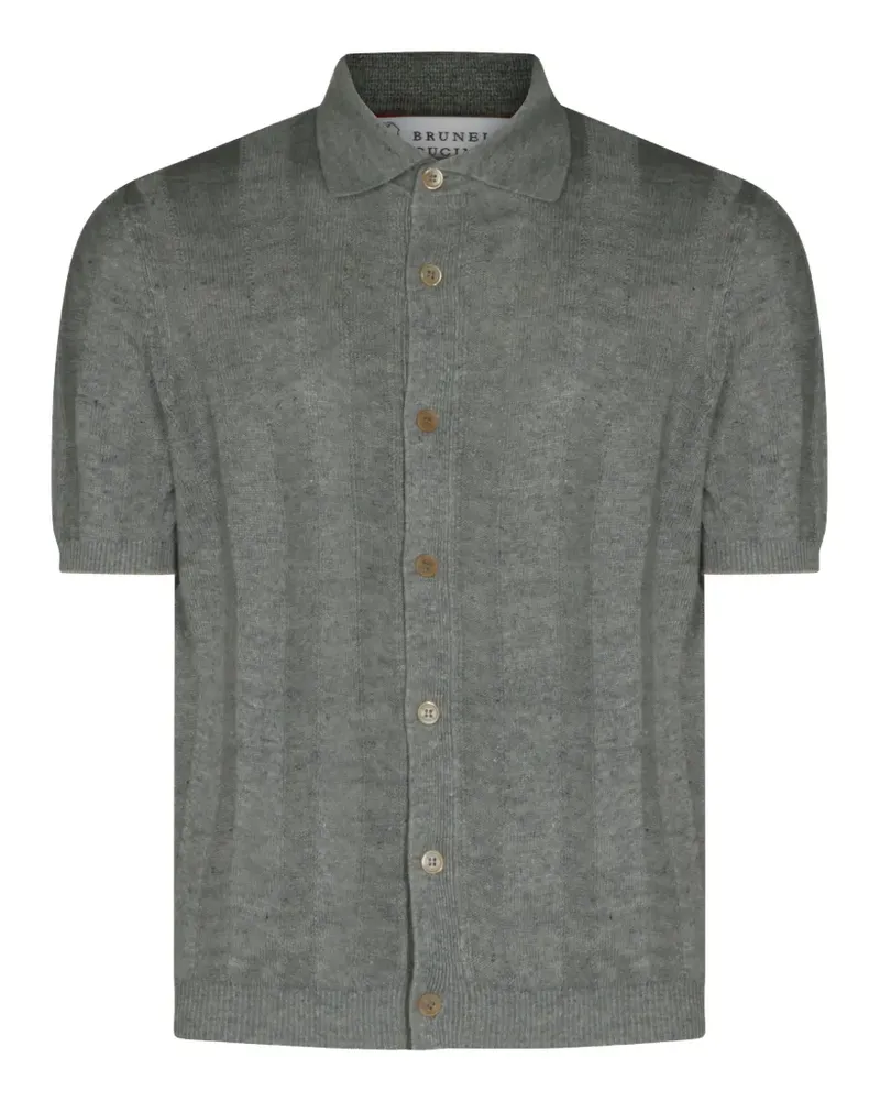 Brunello Cucinelli ribbed-knit short-sleeve shirt - Grau Grau