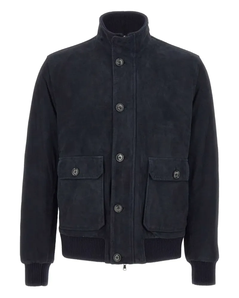 BARBA Gerippte Jacke mit Knopfverschluss - Blau Blau