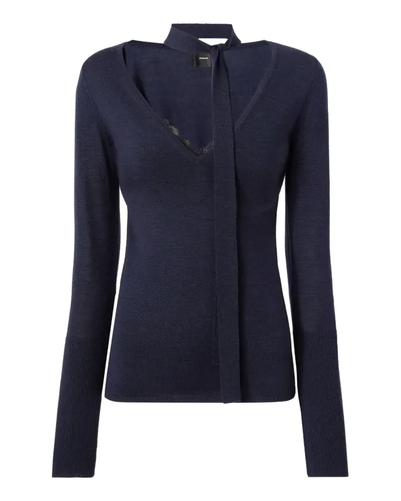 Pinko Pullover mit Spitzenbesatz - Blau Blau