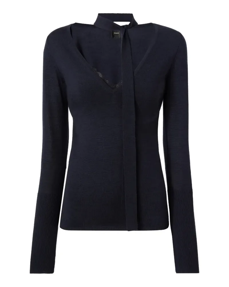 Pinko Pullover mit Spitzenbesatz - Blau Blau