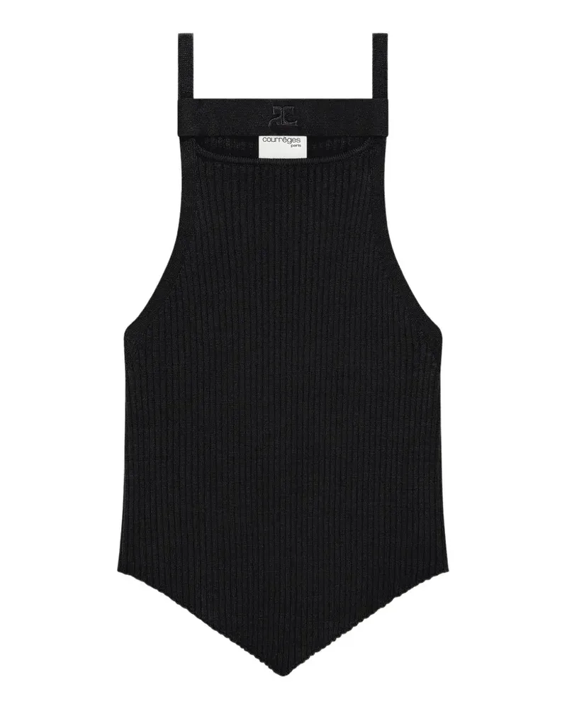 Courrèges Geripptes Strick-Tanktop mit Brustriemen - Schwarz Schwarz