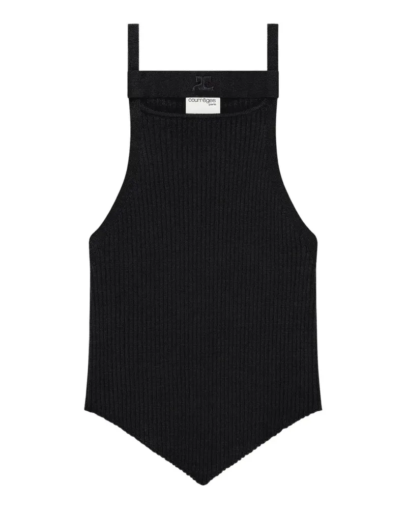 Courrèges Geripptes Oberteil - Schwarz Schwarz