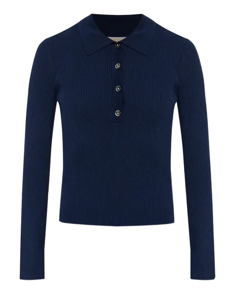 Michael Kors long-sleeves ribbed polo top - Blau Blau
