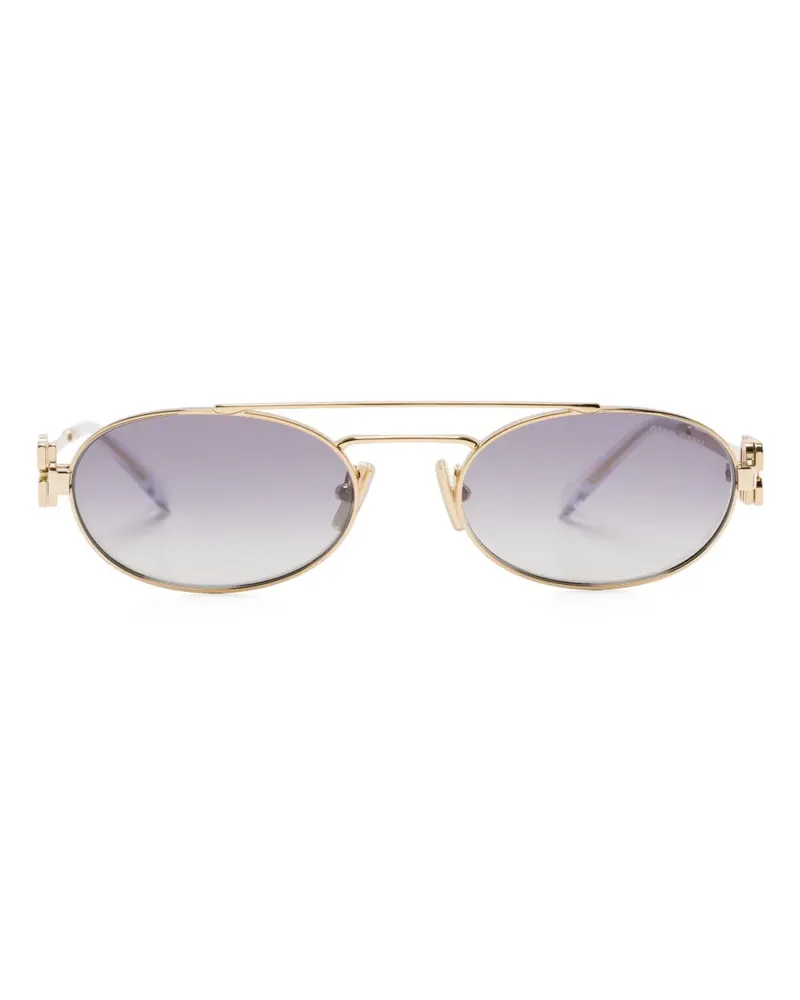 Miu Miu Sonnenbrille mit ovalem Gestell - Gold Gold