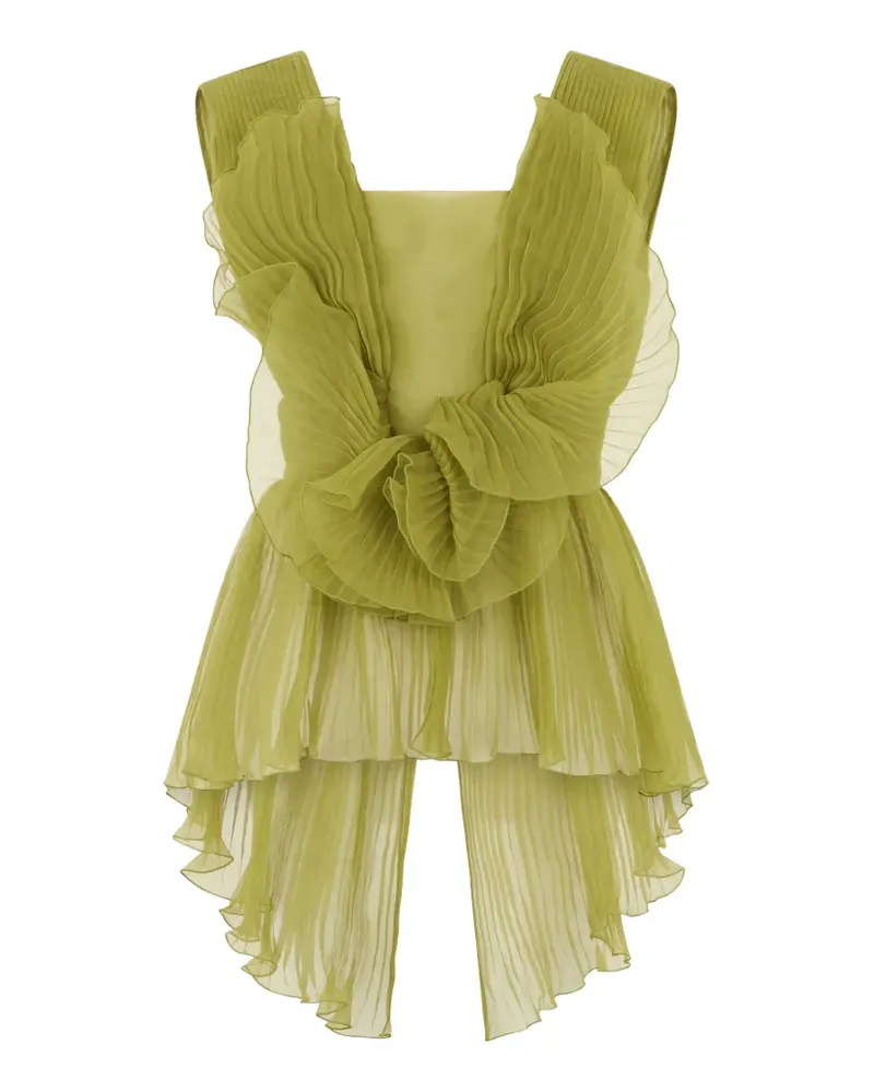 Alberta Ferretti bow-detail pleated top - Grün Grün