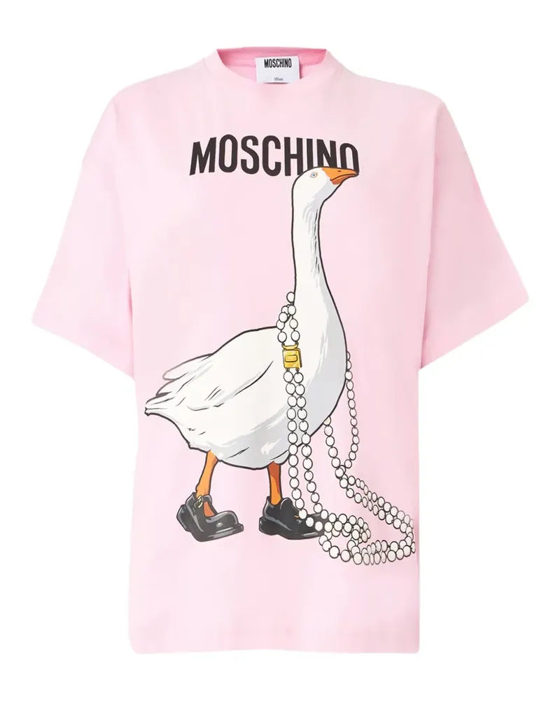 Moschino T-Shirt mit Gänse-Print - Rosa Rosa