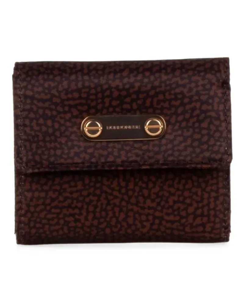 Borbonese OP-print logo-plaque wallet - Braun Braun