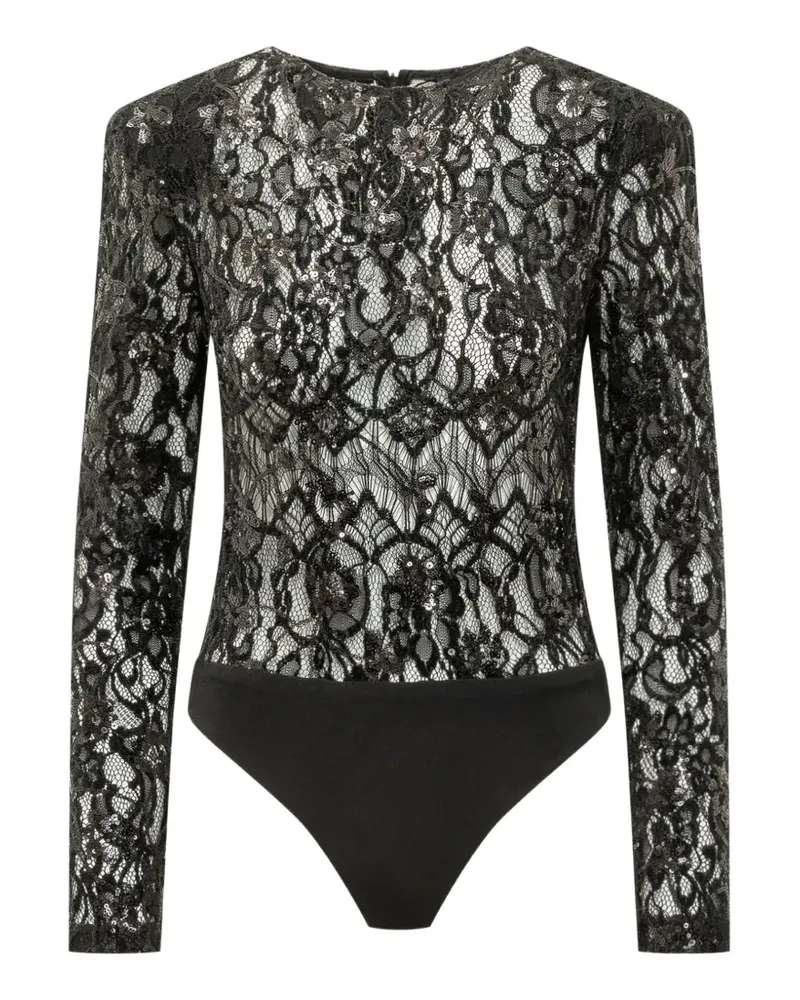 ACTUALEE Body mit Pailletten - Schwarz Schwarz