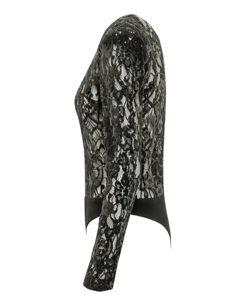ACTUALEE sequin-embellished lace bodysuit - Schwarz Schwarz