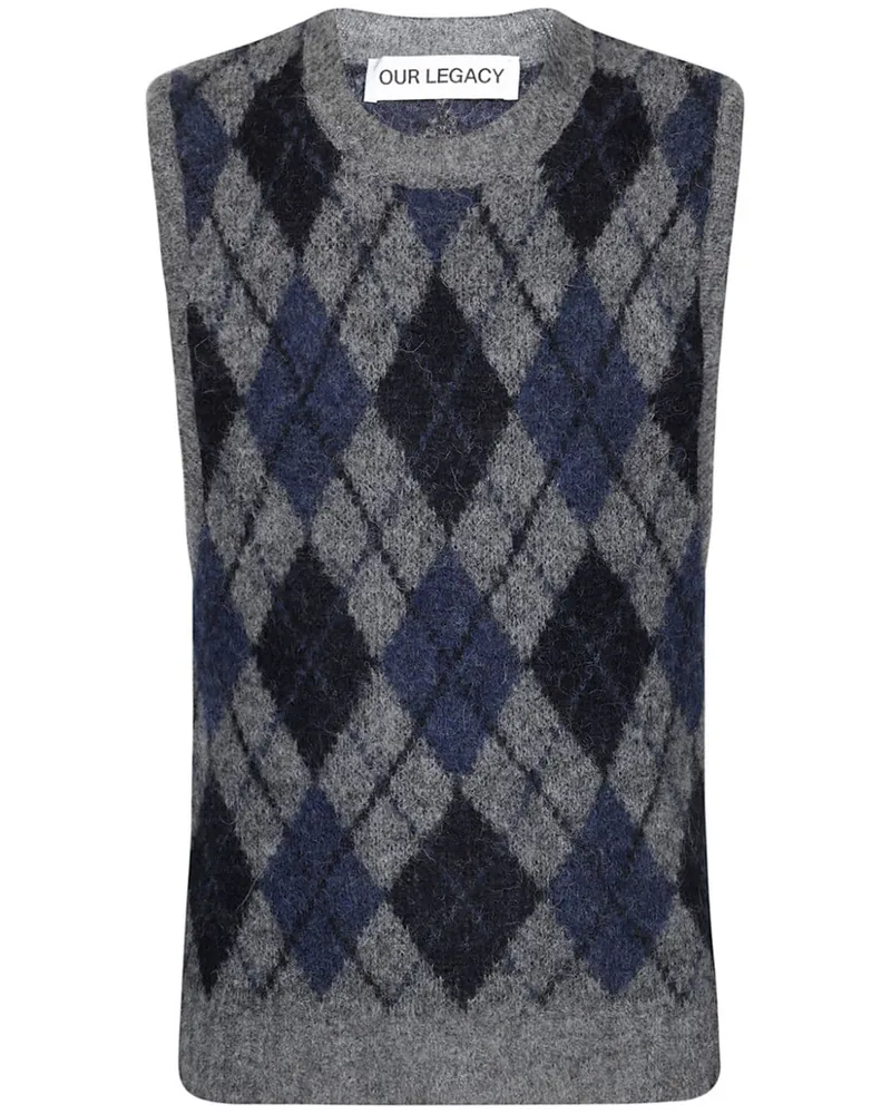 Our Legacy Pullunder mit Argyle-Muster - Grau Grau
